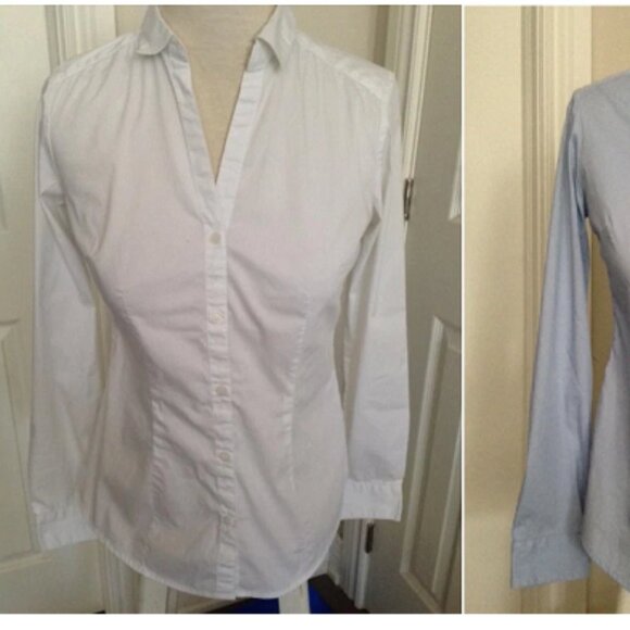 Forever 21 Womens Long Sleeve White or Blue Button Up Shirt Size XS - Picture 4 of 9